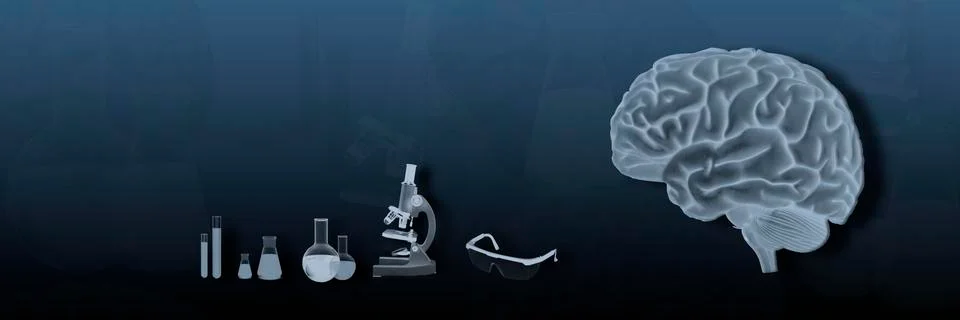 The concept of the brain. laboratory, glasses, microscope, flask, tests イラスト素材