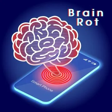 The concept of brain rot affecting the mental health of young people Stock Illustration