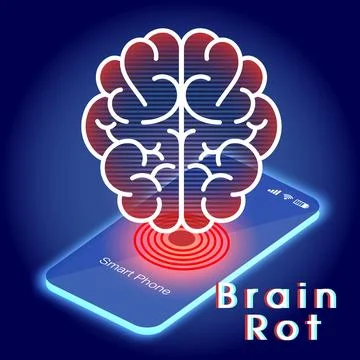 The concept of brain rot affecting the mental health of young people Stock Illustration