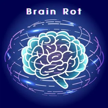 The concept of Brain Rot The Impact on Young Adult Mental Health Stock Illustration