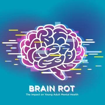 The concept of Brain Rot The Impact on Young Adult Mental Health Stock Illustration