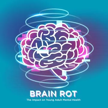 The concept of Brain Rot The Impact on Young Adult Mental Health Stock Illustration