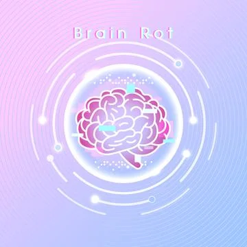 The concept of Brain Rot The Impact on Young Adult Mental Health Stock Illustration