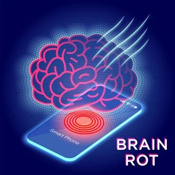 The concept of Brain Rot The Impact on Young Adult Mental Health Stock Illustration