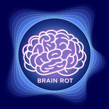 The concept of Brain Rot The Impact on Young Adult Mental Health Stock Illustration