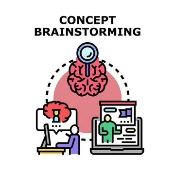 Concept brainstorming generating new creative solutions remotely Stock Illustration