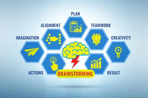 Concept of brainstorming as a solution tool Stock Illustration