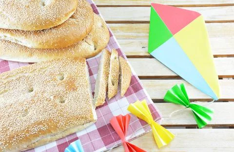 Concept with breads of Clean Monday Stock Photos