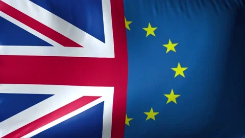Concept of Brexit. Seamless looping 4k full flag waving against background. Stock Footage 139916529
