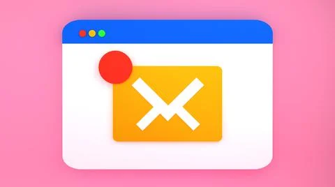 Concept of Browser mail. Website with icon of envelope. 3d render illustratio Stock Illustration