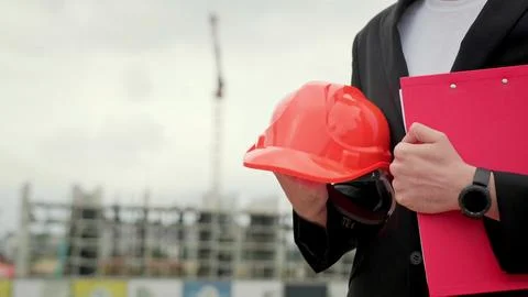 Concept of builder, work at construction site Stock Photos