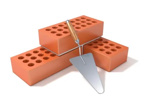 Concept of building the brick wall Stock Illustration