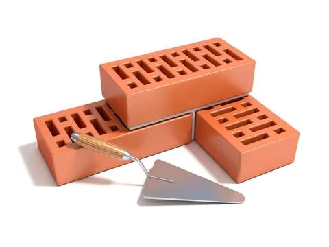Concept of building the brick wall, made of bricks with rectangular hole C... Foto stock