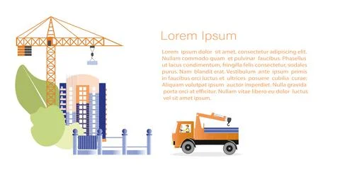 Concept of building construction and delivering  materials to the constructio Stock Illustration