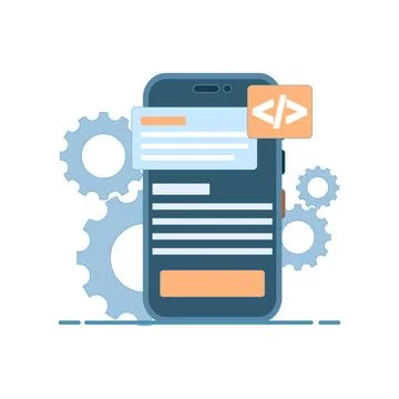 Concept of building mobile applications 스톡 일러스트