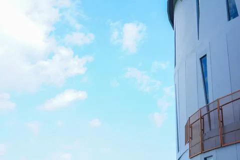 The concept of a building with a unique triangular window with copy space Stock Photos