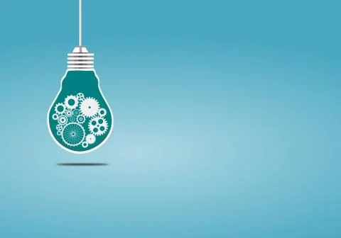 Concept bulb with Cogs and gears an idea vector illustration on blue backgroud Stock Illustration