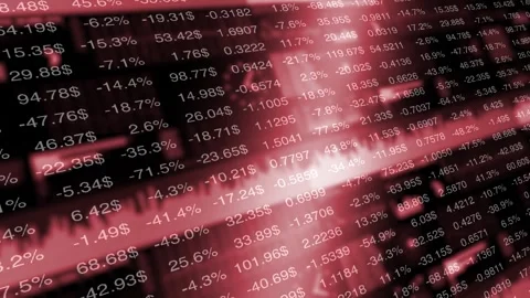 Concept business data motion on red infographic background 動画素材 347685415