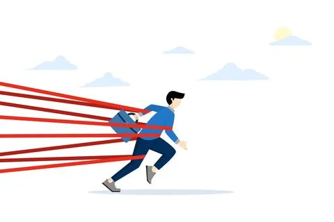 Concept of business difficulties or struggles with career barriers Stock Illustration