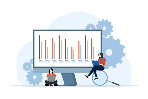Concept of business performance data analysis, search engine optimization Stock Illustration