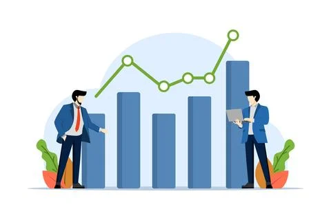 Concept of business performance data analysis, search engine optimization. Stock Illustration