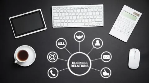 Concept of Business Relations with a business objects. Stock Photos