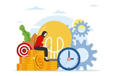 Concept of calculating and analyzing personal or company budget Stock Illustration