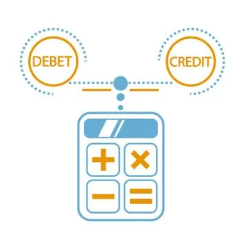 Concept of calculation debit and credit, Stock Illustration