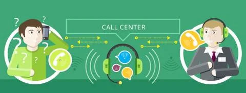 Concept of Call Centre Operator and Clients Stock Illustration