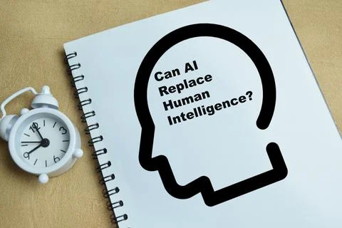Concept of can AI replace human intelligence write on book Stock Photos