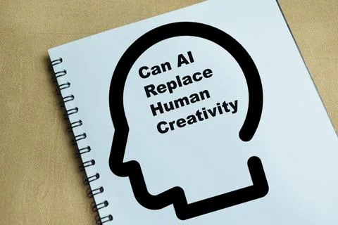 Concept of can AI replace human creativity write on book Stock Photos
