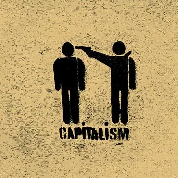 Concept of capitalist society, a schematic drawing of two people Stock Photos