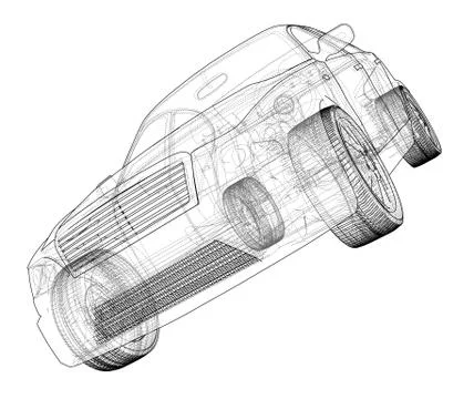 Concept car. 3d illustration 库存插图