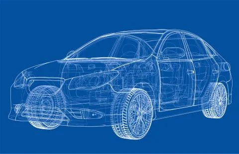 Concept car. 3d illustration Stock Illustration