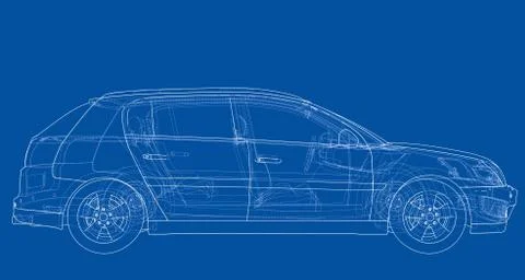 Concept car. 3D illustration Stock Illustration
