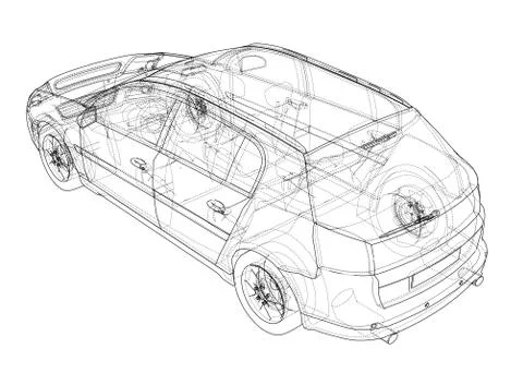 Concept car. 3D illustration Stock Illustration