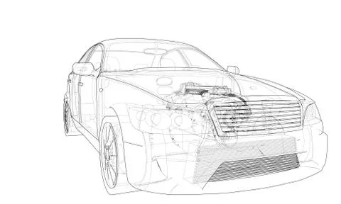 Concept car. 3d illustration Stock Illustration