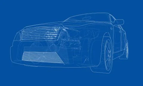 Concept car. 3d illustration Stock Illustration