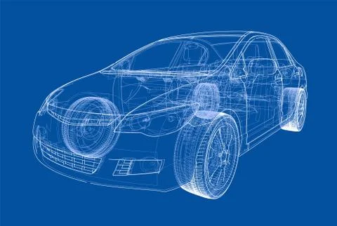 Concept car blueprint Stock Illustration