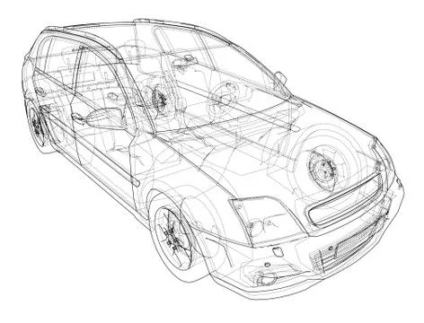 Concept car blueprint Illustrazione stock