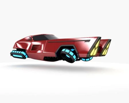 Concept car of future transport system, isolated on white. 3d illustration Stock Illustration