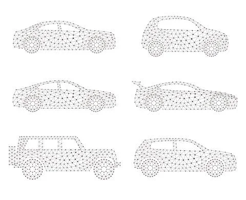 Concept of the car, point and line compose are connected to a car Stock Illustration