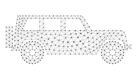 Concept of the car, point and line compose are connected to a car Stock Illustration