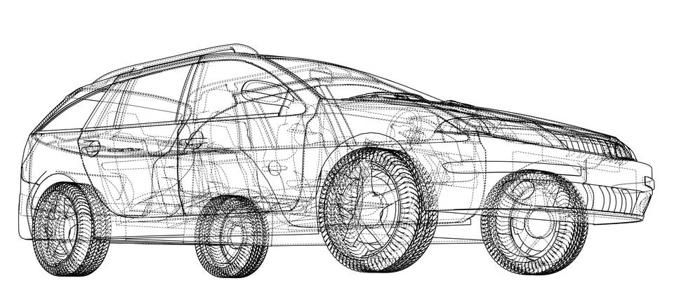 Concept car. Vector rendering of 3d Stock Illustration