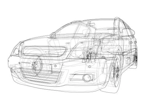 Concept car. Vector rendering of 3d Stock Illustration