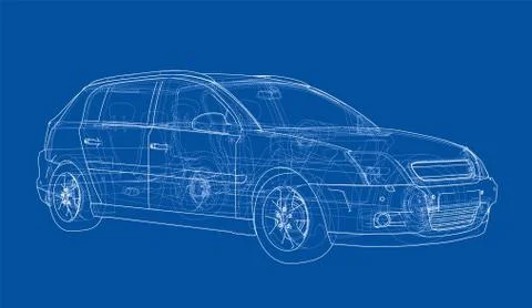 Concept car. Vector rendering of 3d 스톡 일러스트