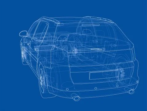 Concept car. Vector rendering of 3d 库存插图