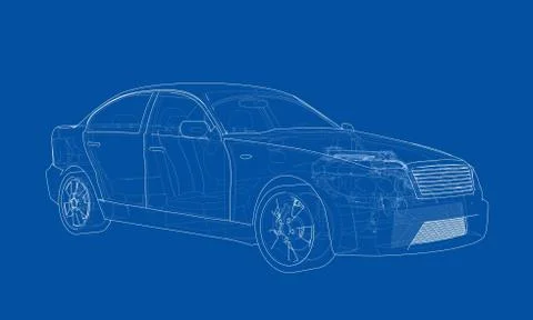 Concept car. Vector rendering of 3d Illustrazione stock