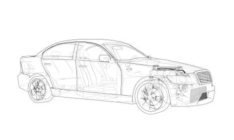 Concept car. Vector rendering of 3d Stock Illustration