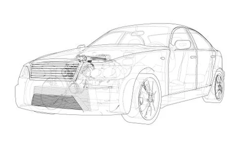 Concept car. Vector rendering of 3d Stock Illustration